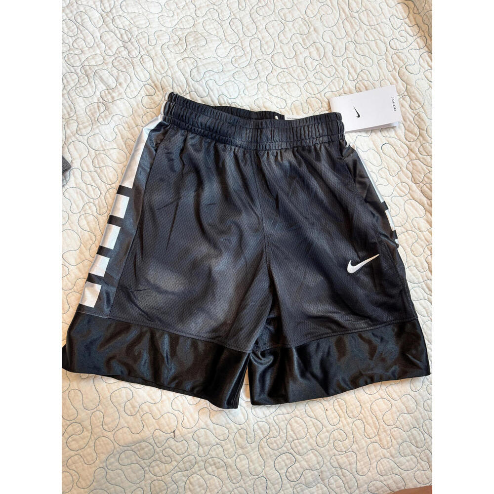 Nike Boy's Black Athletic‎ Shorts with White Swoosh Logo Size Small